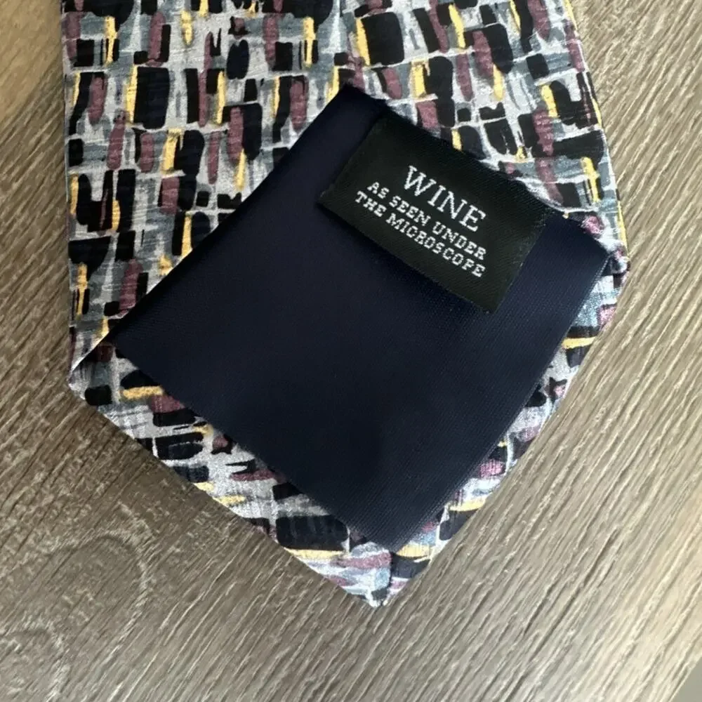 Cocktail Collection Wine As Seen Under Microscope Silk Necktie Mens Vintage